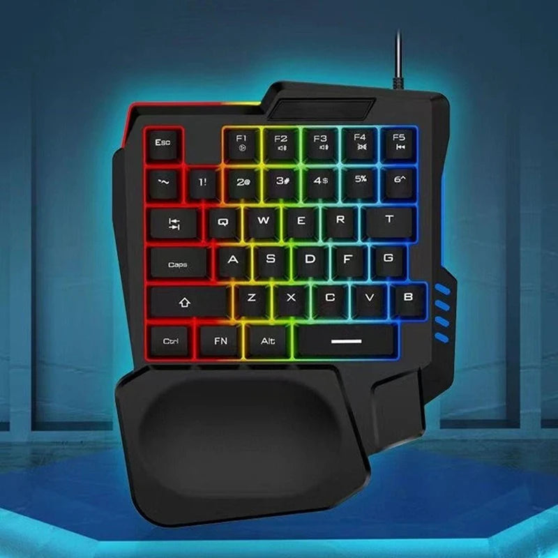 RGB Gaming Keyboard Single Hand Mini USB Ultra-slim Wired 35-Keys OneHandedly Backlight Keyboard For Computer PC Laptop