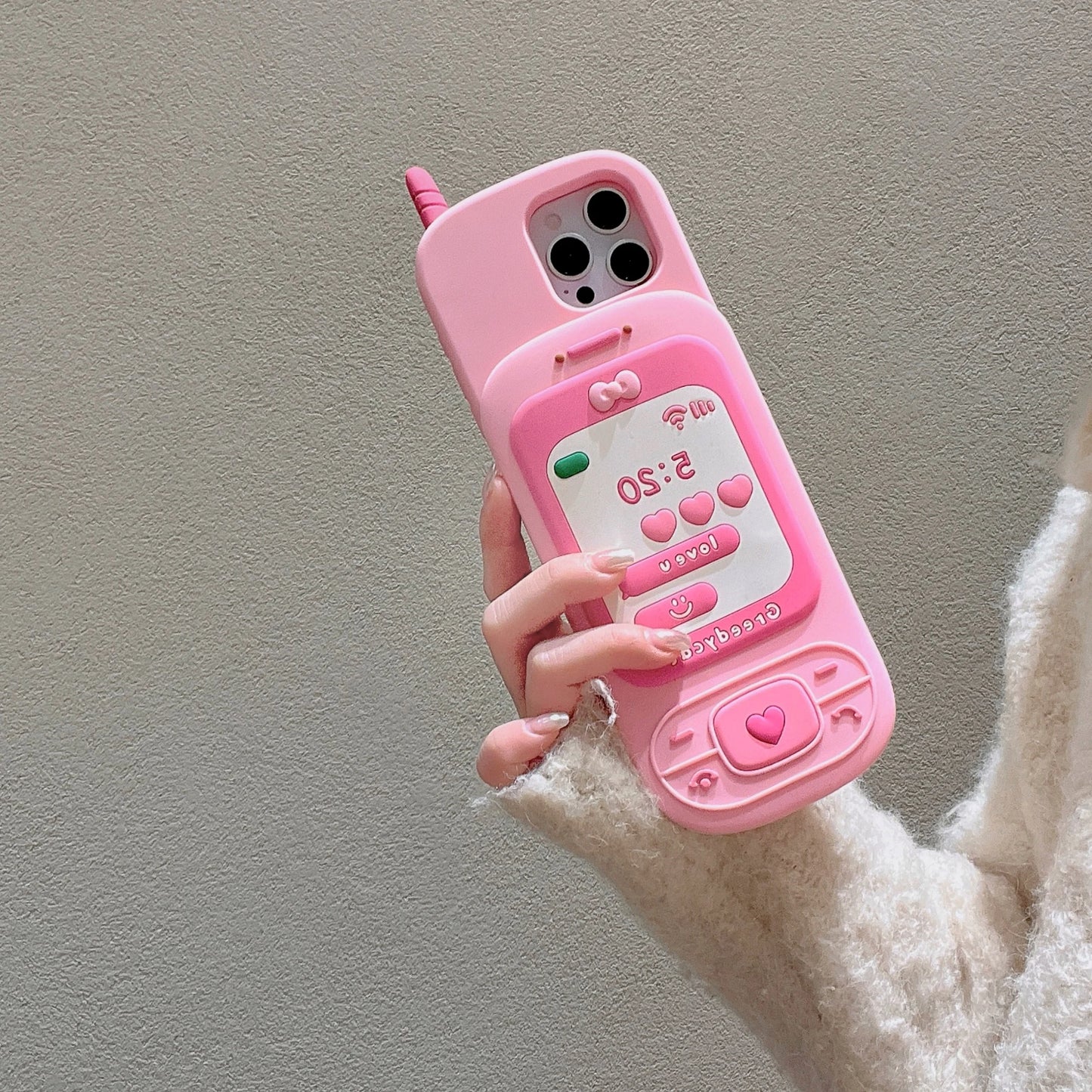 Couple's Fun Accessories Fashionable Pink Push-pull Telephone Design Phone Case For iPhone 13 14 15 16 Pro Max Anti Drop Case