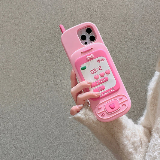 Couple's Fun Accessories Fashionable Pink Push-pull Telephone Design Phone Case For iPhone 13 14 15 16 Pro Max Anti Drop Case