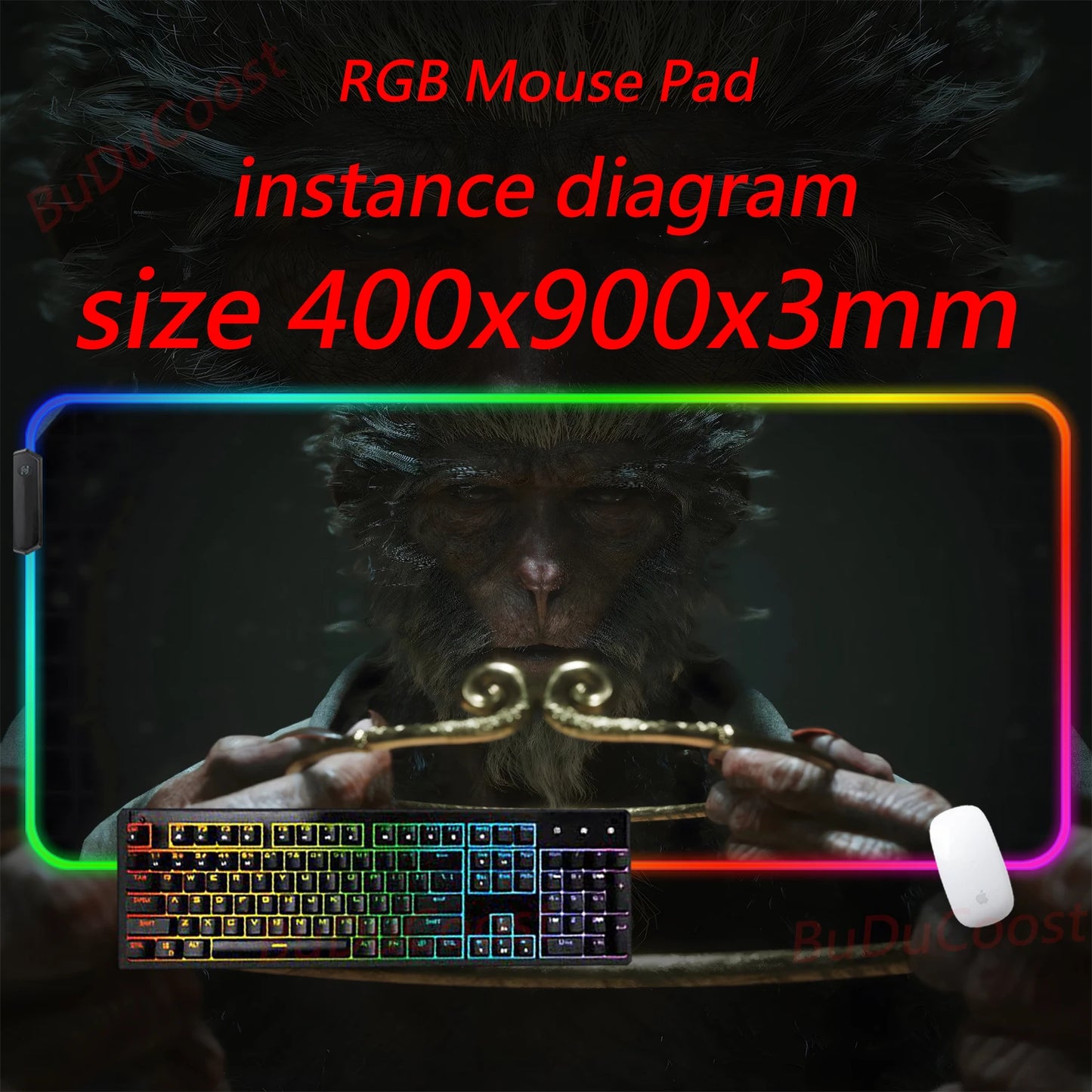 Black Myth  Wukong electronic sports PC Office HD Printing Desk Gaming RGB XXL Game Locking Edge Computer Luminescence Mouse Pad