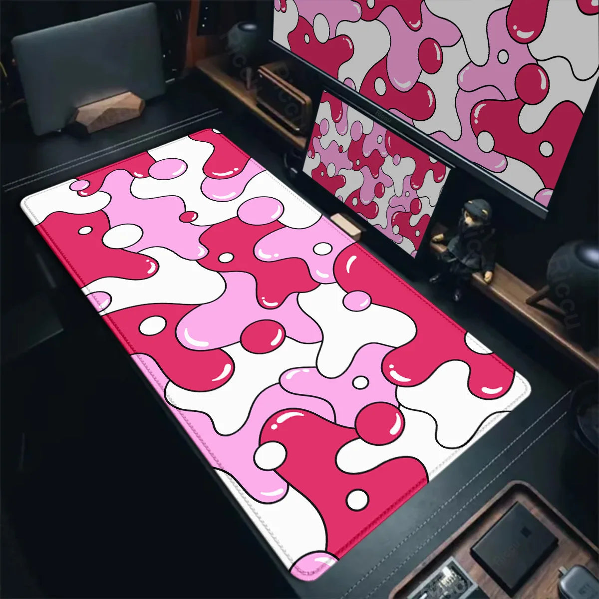 Gaming Mouse Pad Large Size Table Pad Blue & White Strata Liquid Mousepad XXL Computer Play Mat Rubber Mausepad Keyboard Deskmat