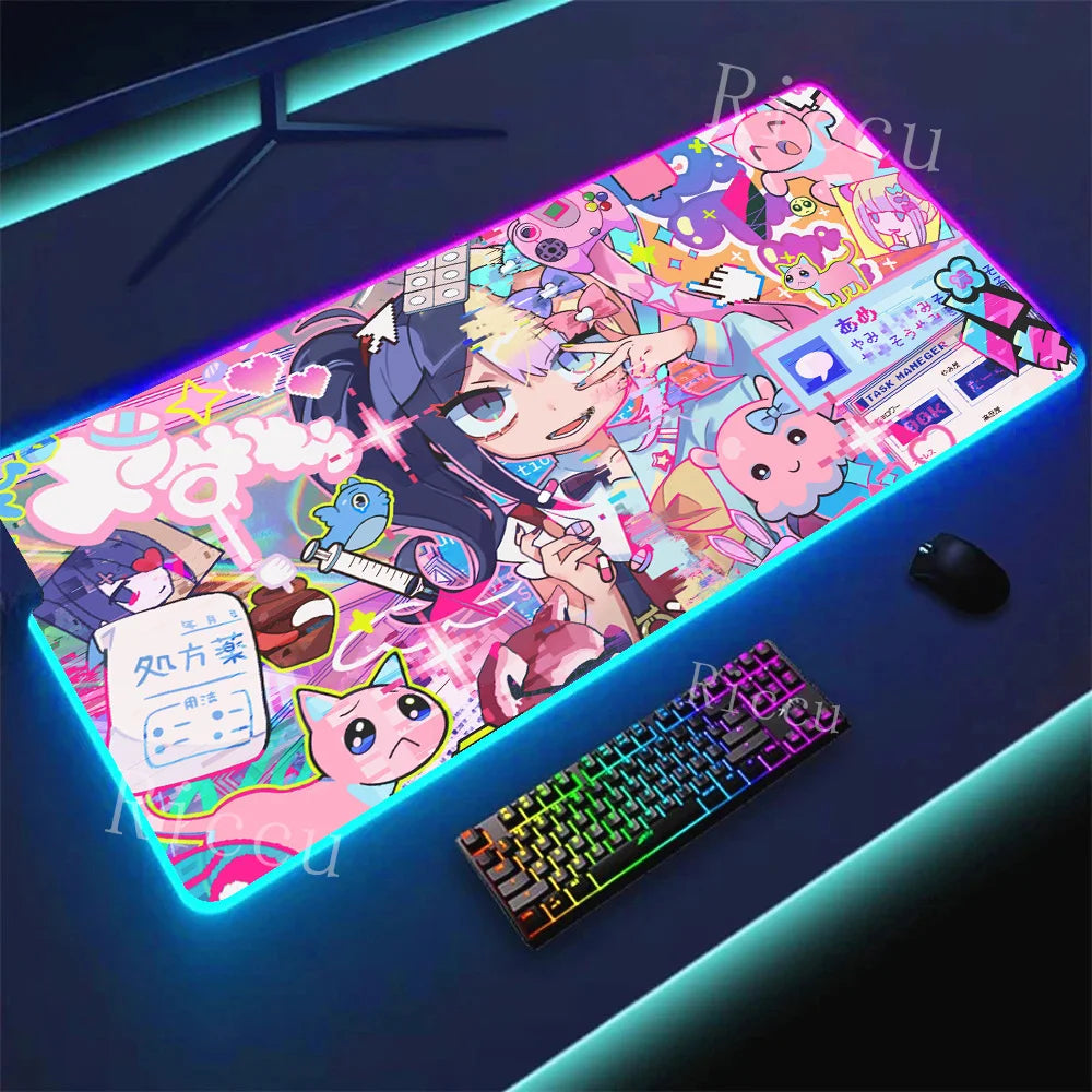 RGB HD Needy Girl Overdose MousePad Gamer Desk Mat Large Mousepad Compute Deskpad Art Gaming Mouse Mats Pc Company Pads E-Sports