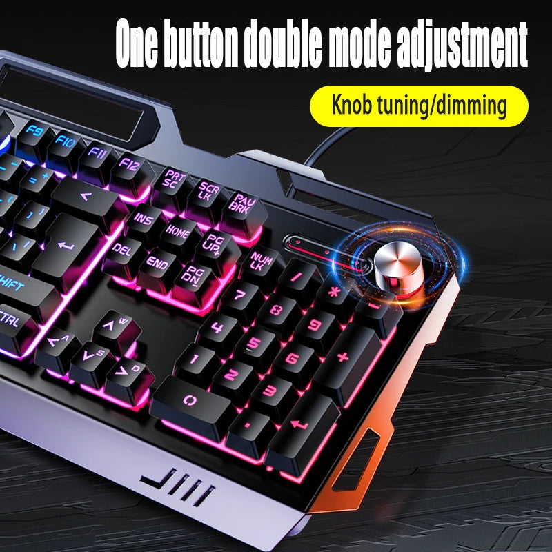 V2g5 Gaming Mechanical Handle Metal Keyboard Mouse Headset Usb Cable 3pieces/set for Esports Player Free Mousepad