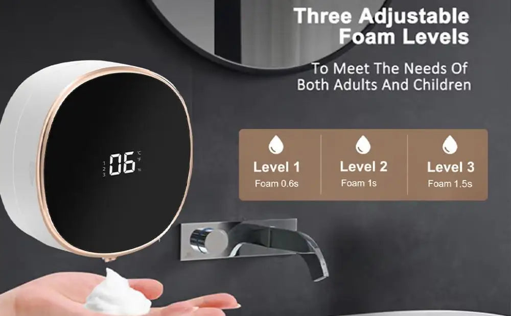13.3*6cm Electric Touchless Soap Dispenser Wall Mount IPX5 Rechargeable Battery Operated High-tech Automatic Soap Dispensers