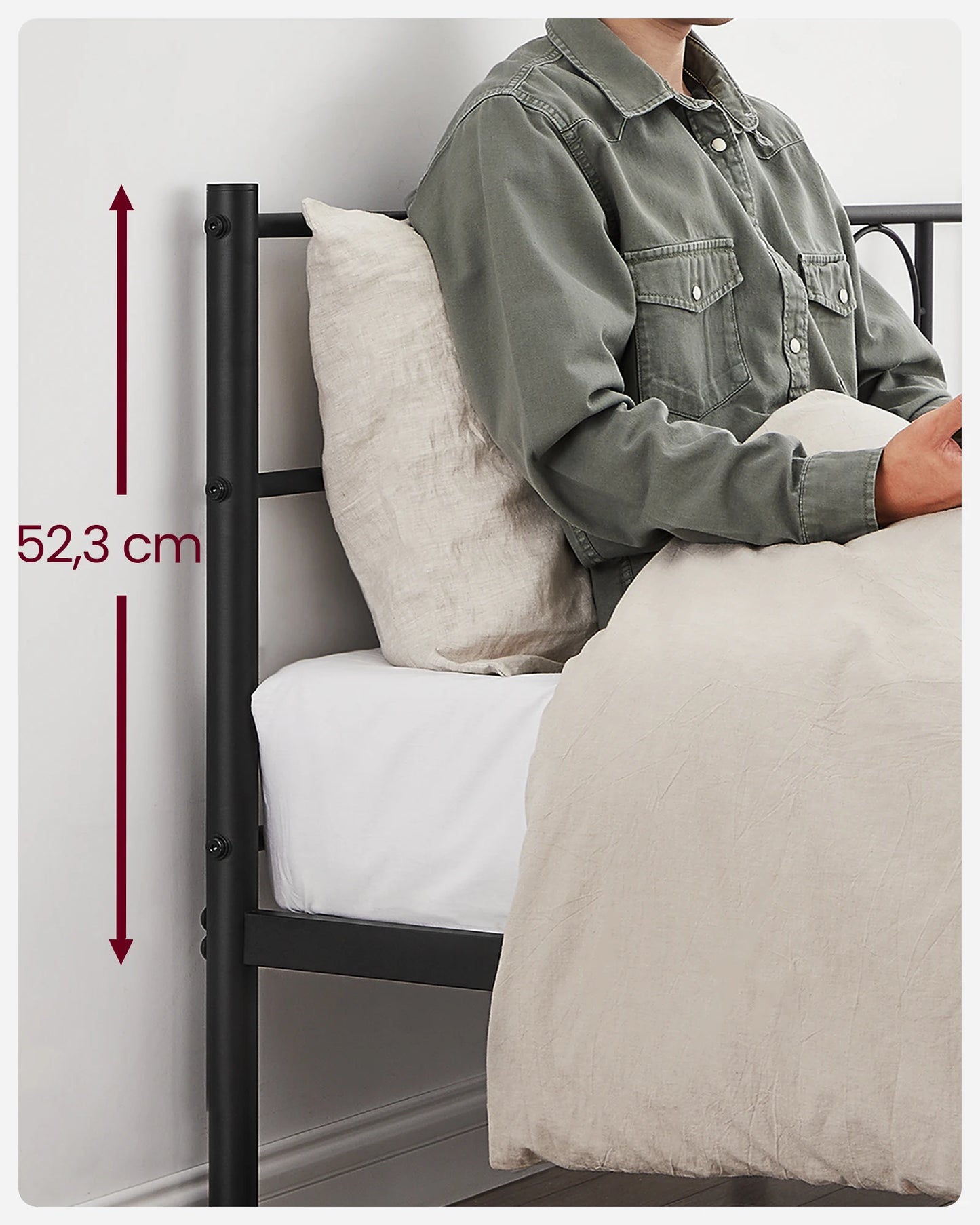 VASAGLE bed 140x200 cm, guest bed, metal double bed, bed frame, bed frame