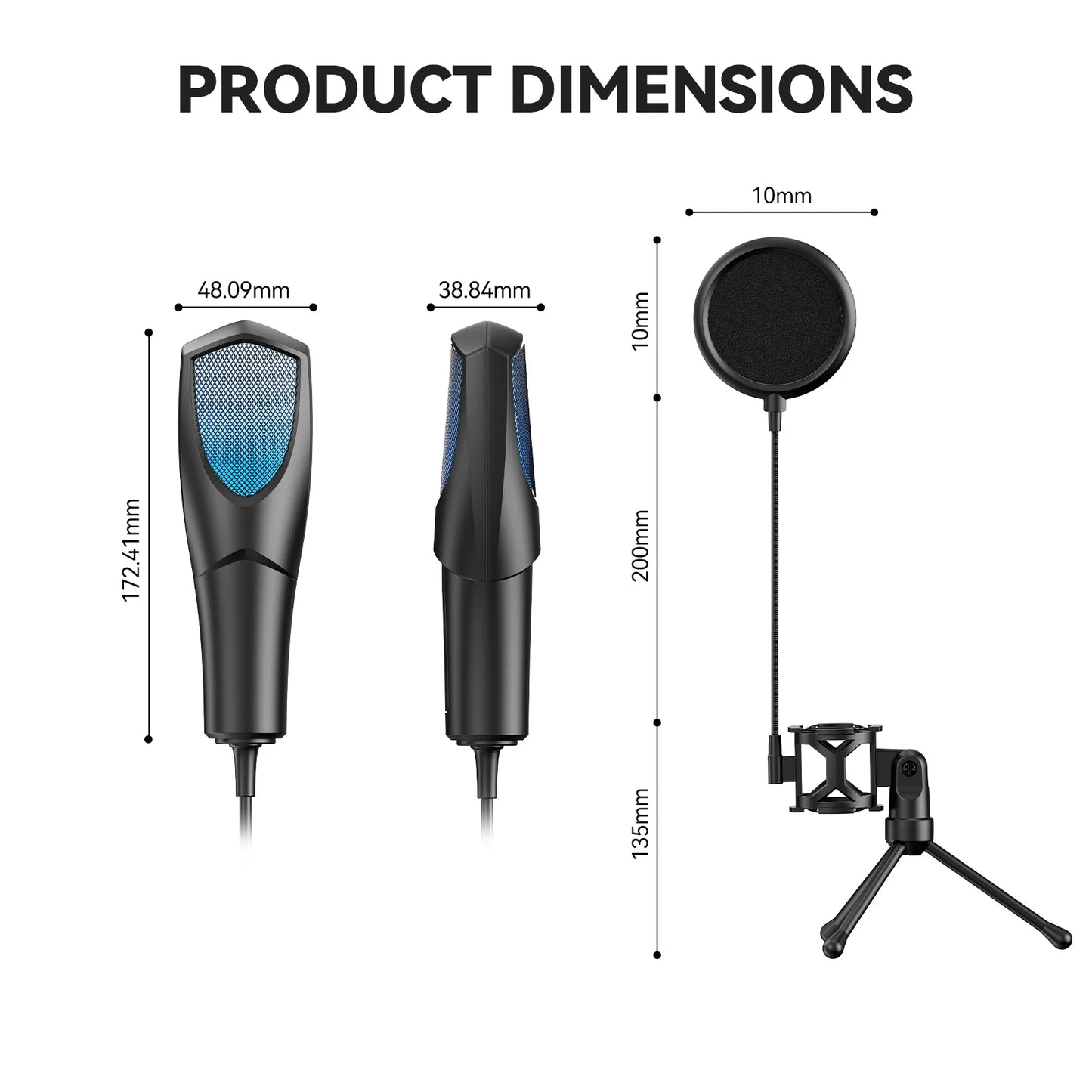 RGB Gaming Condenser Microphone,USB Gaming Microphone Kit for Laptops,PC Podcasts,Gaming,Voiceovers,Vocals & Instruments