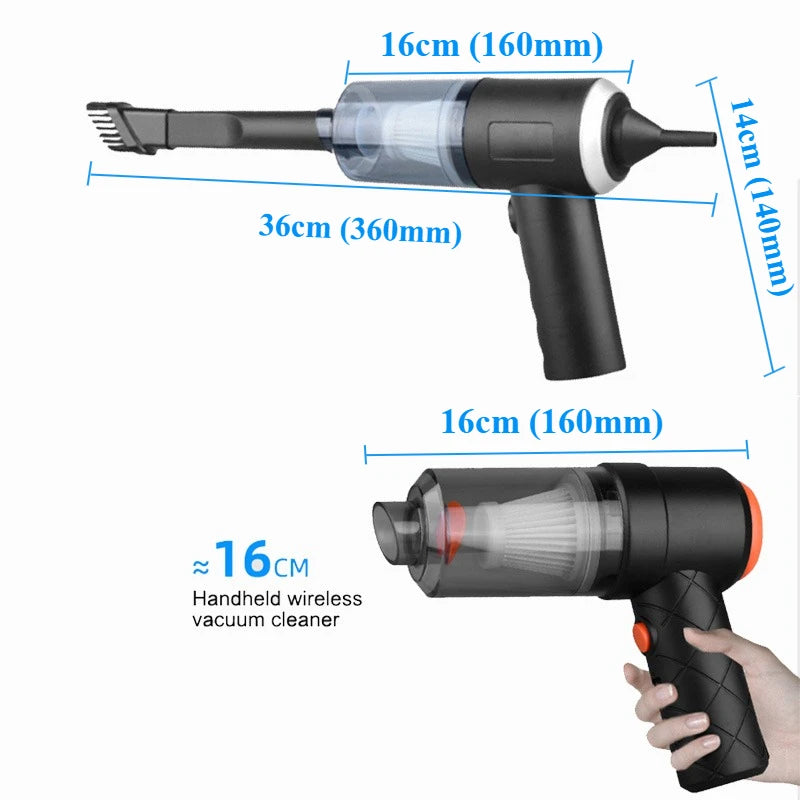 Wireless Car Vacuum Cleaner USB Charging 1200mAh Portable Cleaning Appliance Mini Wet and Dry Blow Vacuum Cleaner Household