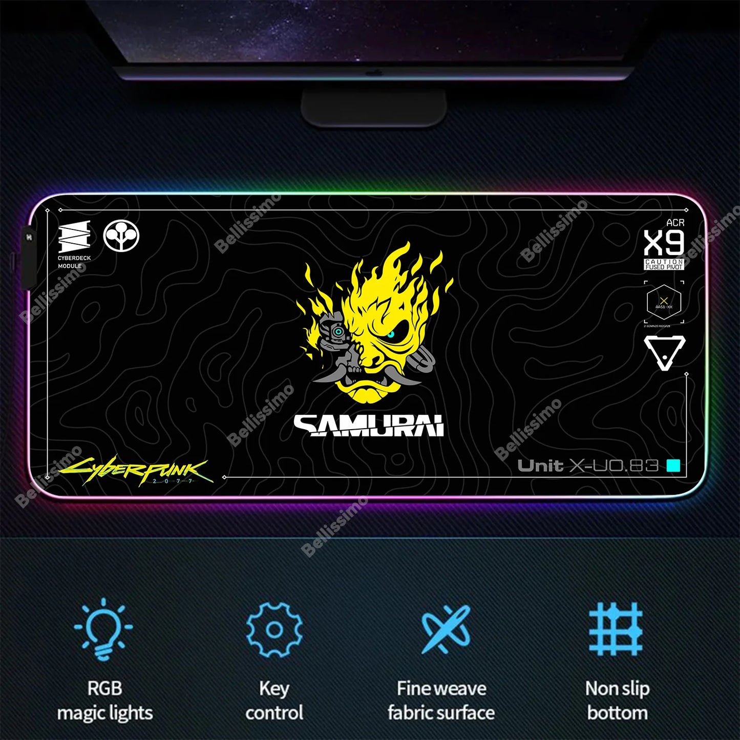 RGB Gaming Cyberpunks Mouse Pad XXL Computer Gamer Large Led Mousepad Ghost Head Desktop Decoration WOW Deskmat Wit Backlit