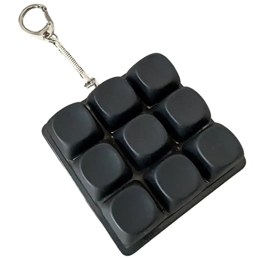 Mechanical Keyboard Fidget Keychain Toy Clicky Keycap Stress Relief 9 Keys Finger Button Squeeze Toy for Adults Gift