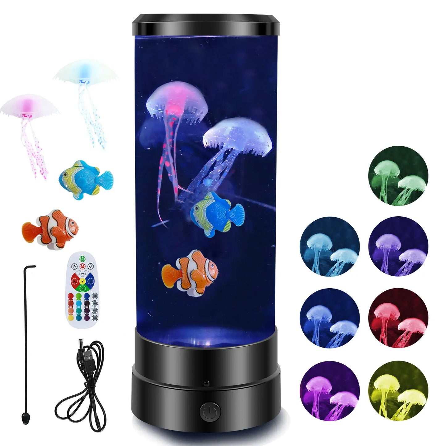 LED Jellyfish Lamp Mute Jellyfish Night Light USB Charging Egg/Cylinder Shape Desktop Aquarium Mood Light Remote RGB Table Decor