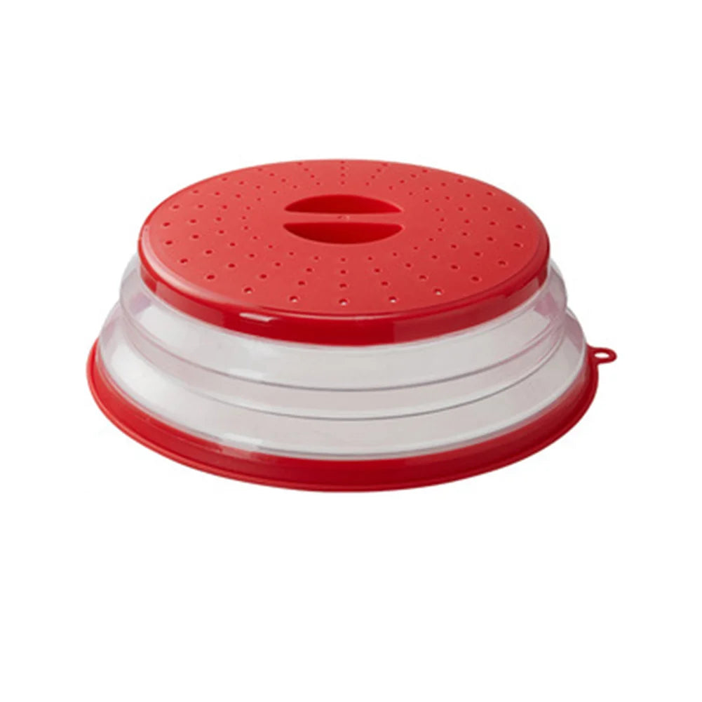 Silicone Microwave Splatter Cover Oil-Proof Splash-Proof Fresh-Keeping Cooking Lid with Hook Heating Folding Kitchen Accessory