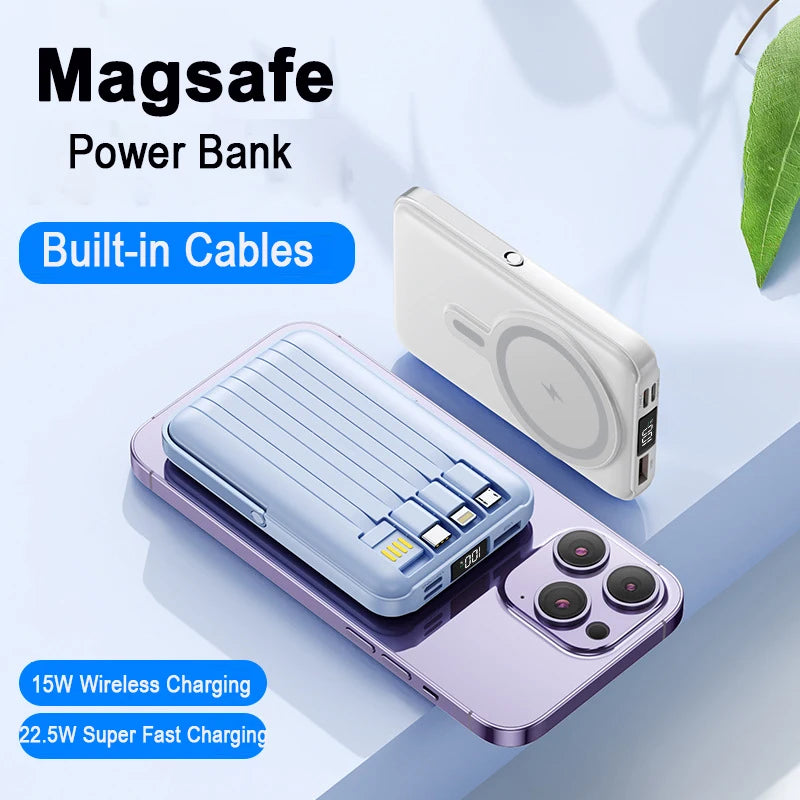 22.5W Magnetic Power Bank Wireless Fast Charging Portable Charger with Cable Stand External Battery for IPhone Iwatch Magsafe