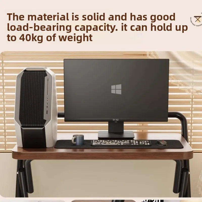 Foldable Computer Study Desk, Student Home Writing Desk, Small Apartment Simple Office Table,  Double-Layer  Functional Desk
