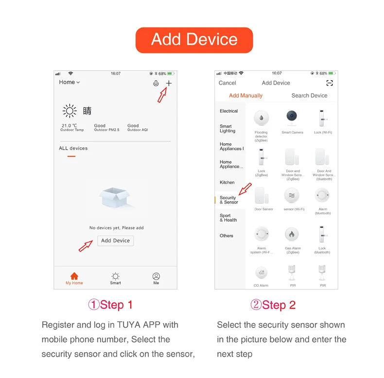 Wifi Water Detector Leakage Sensor Alarm Leak Detector 40DB Sound Tuya smart Smart Life APP Flood Alert Overflow Security