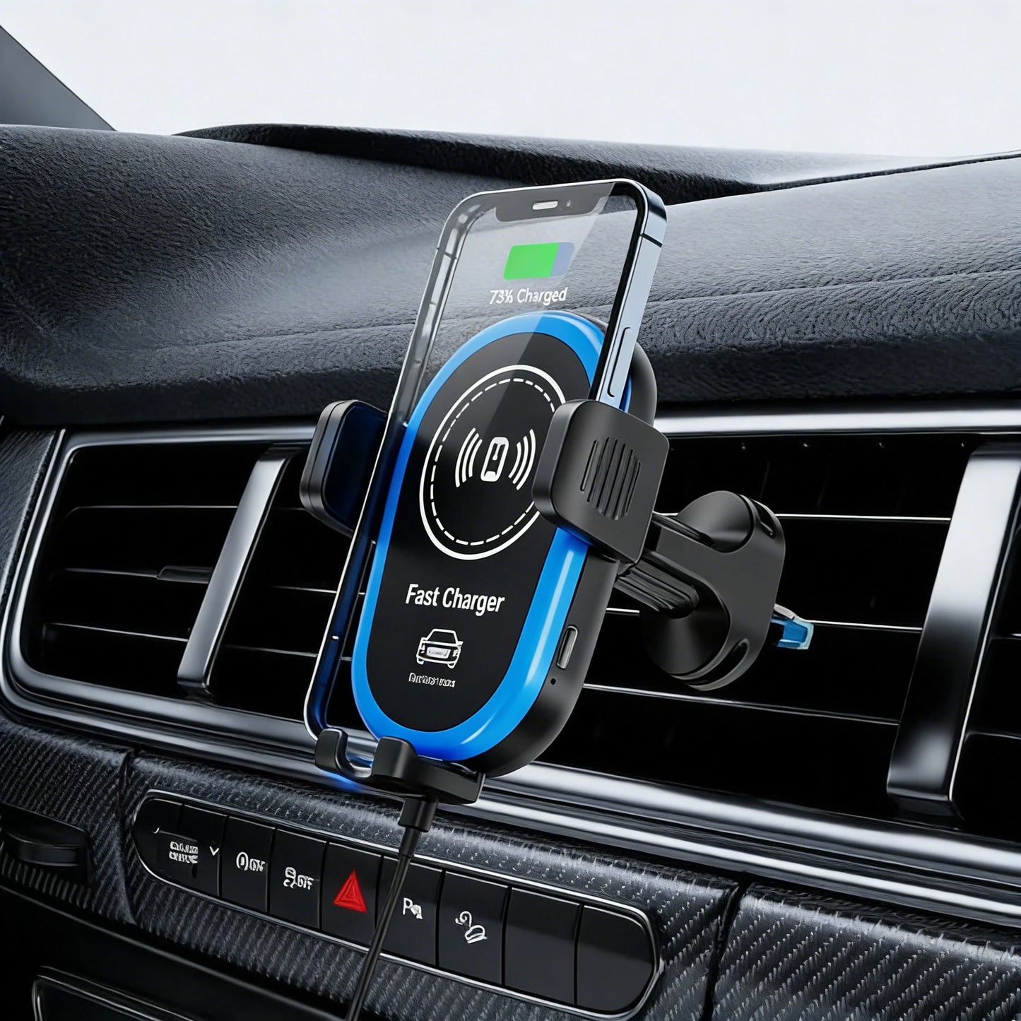 Wireless Car Charger with Triangular Wing Design Sturdy Structure, Supports PD/QC Fast Charging Protocols Compatible with iPhone