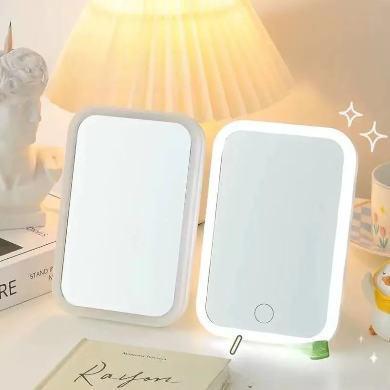 Mirror, Makeup Mirror, Led Light, Small Mirror for Student Dormitories, Desktop, Ins High Appearance Level, Large Desktop Light
