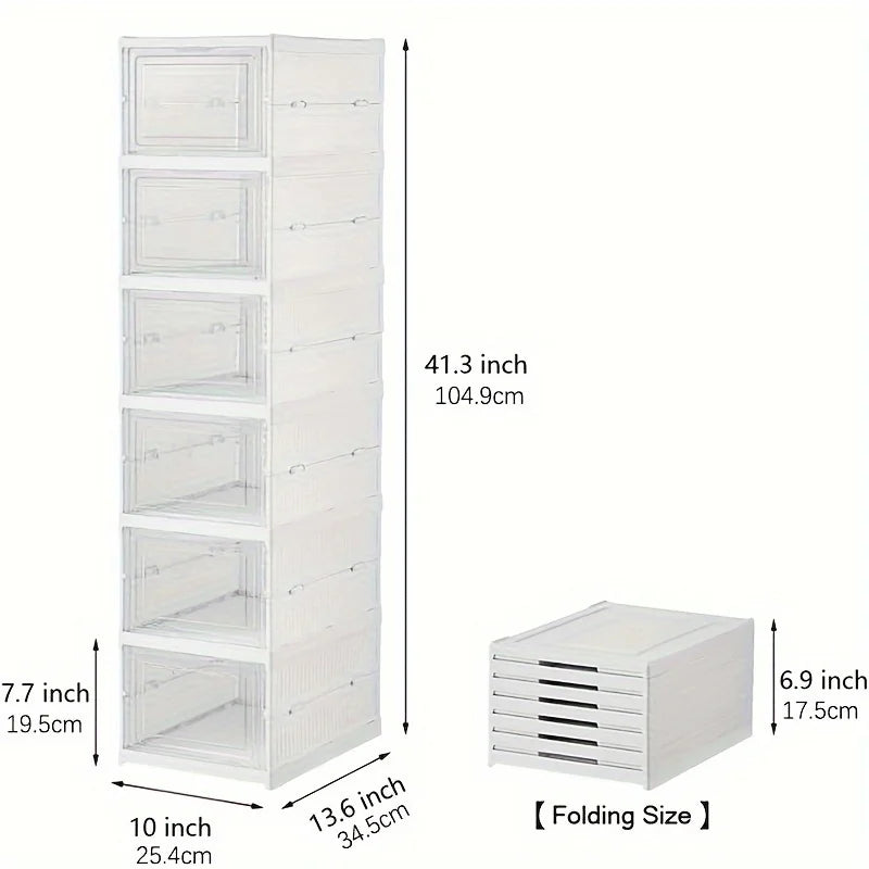 6-layer transparent shoe box, thick foldable sports shoe storage rack, stackable dust-proof high-top cabinet shoe rack