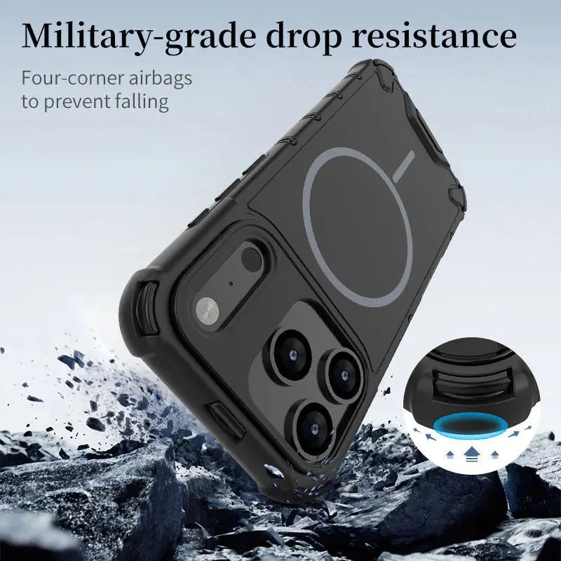For IPhone 17 Pro Max/17 Pro/16 15 14 13 Magnetic Phone Case TPU+PC Four Corners Airbag Armor Hard Cover Magsafe For IPhone Air