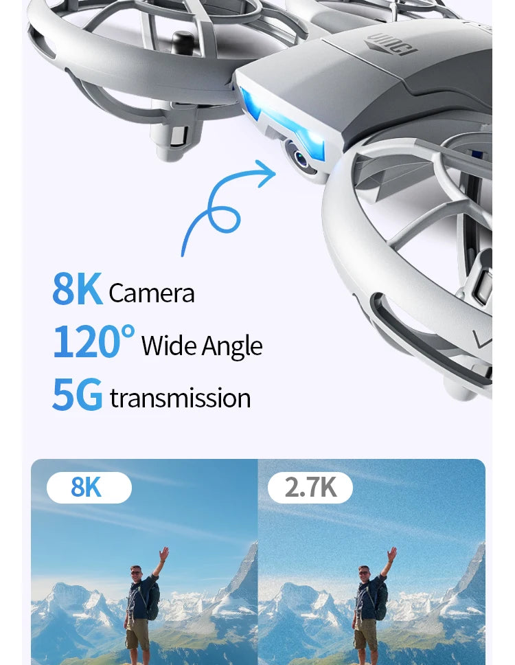 V8 Mini Drone 4K Professional Wide-Angle HD Camera WiFi FPV Height Hold Foldable RC Drone Quadrotor Helicopter Children's Toys