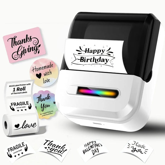 Mini portable thermal label printing machine - suitable for small businesses, offices, and homes, mobile wireless label barcode