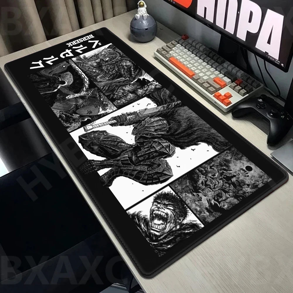 Guts sword in berserk Mouse Mat Berserk Guts Gamer Gaming Mouse Pad Computer Accessories Big Keyboard Laptop Padmouse Speed Desk