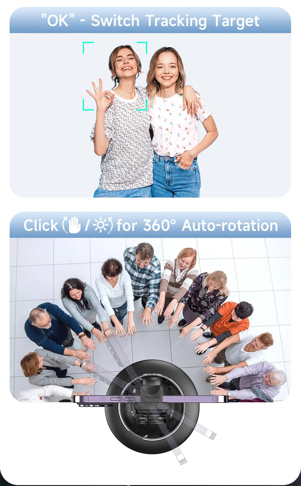 FANGTUOSI AI Smart Gimbal 360° Selfie Stick Auto Face Tracking Gimbal Rotation For Smartphone video Vlog Stabilizer Phone Holder