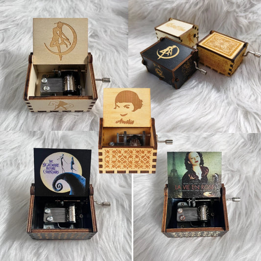 Hot Anime Wooden Carved Music Box Premium Home Decoration Ornament Gift for Christmas/Birthday/Valentine's Day Handmade Gift