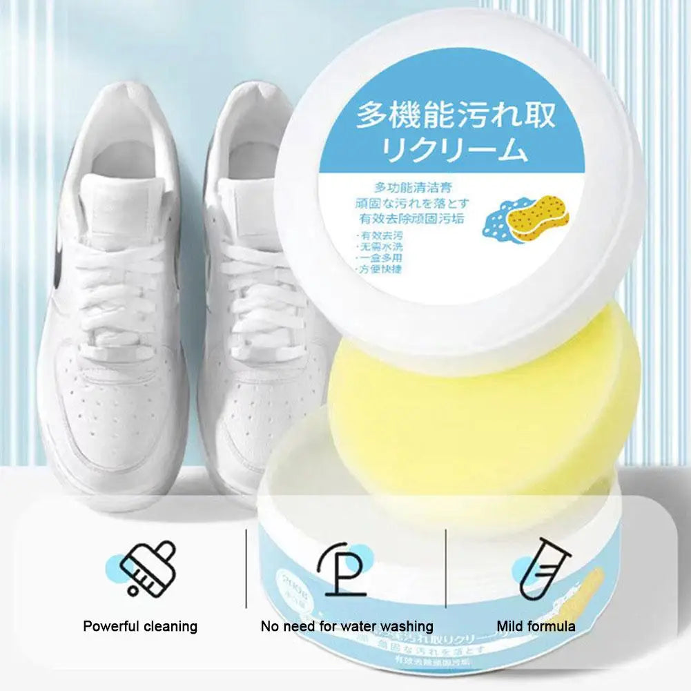 White Shoes Cleaning Cream Stains Remover Shoes Whitening All-Purpose Cleansing Cream With Wipe Sponge For Shoes Sneakers