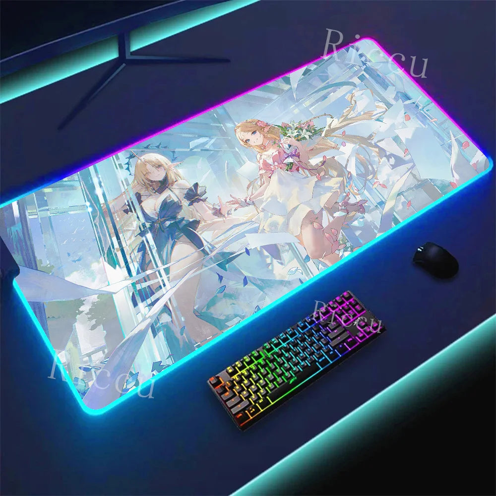 RGB HD Cartethyia Wuthering Waves MousePad Game Laptop Play Mat Extra Large Kawaii Non-slip MousePad Gaming Accessories E-Sports