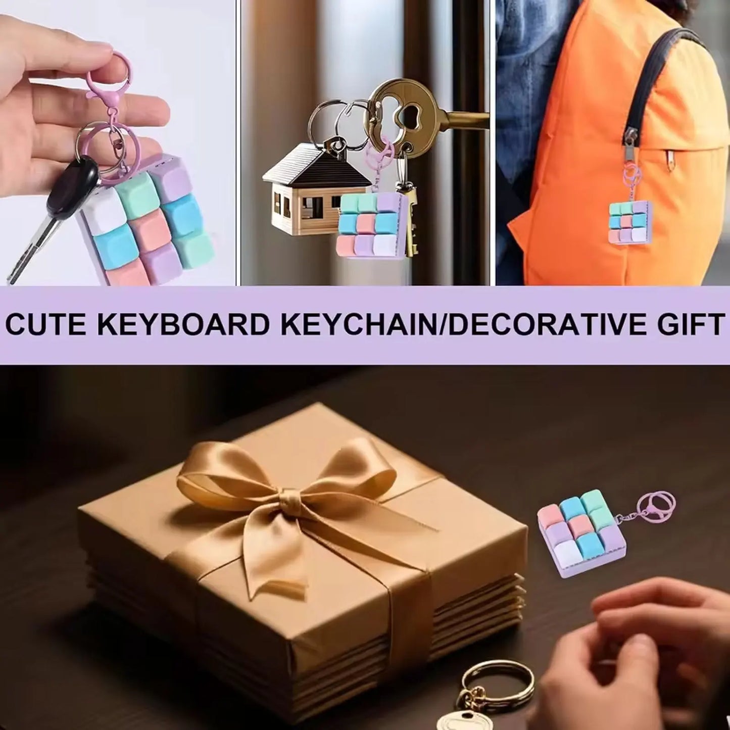 Keyboard Fidget Toy Keychain Button Fidget Gifts for Adults to Relieve Stress Nine-key Can Be Assembled Freely