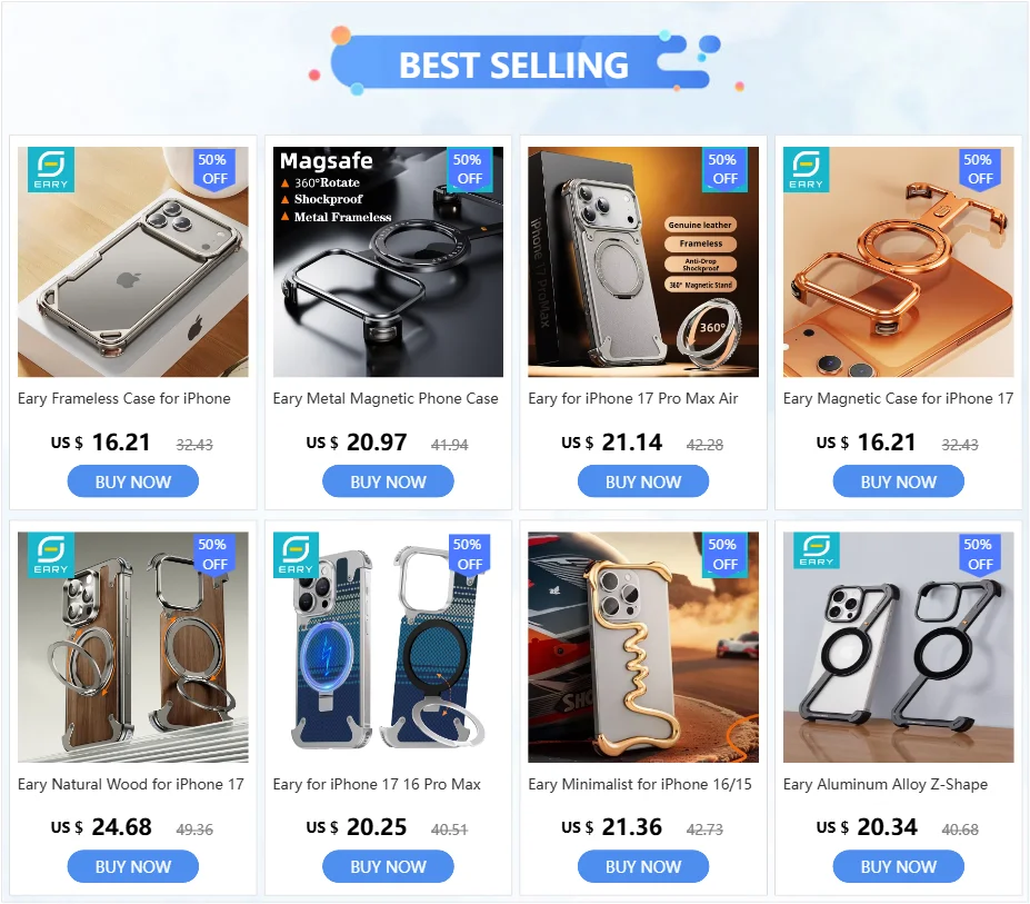 Eary Frameless Case for iPhone 17 Pro Max 17 Air Magsafe Metal Shockproof Protective Phone Cover Aluminum Alloy Anti-Drop Shells