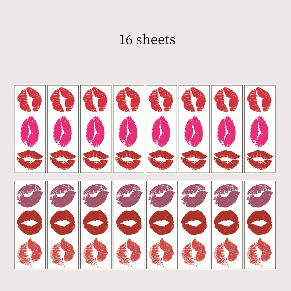 16pcs Lips Tattoo Stickers for Men and Women Valentine's Day Waterproof Red and Purple Lip Fake Tattoo Body Decoration