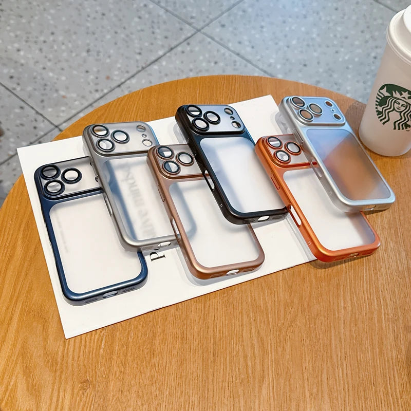 Frosted Shockproof Matte Case For iPhone 17 17Pro 17 Pro Max  Translucent Ultrathin Electroplating All Inclusive Lens PC Cover