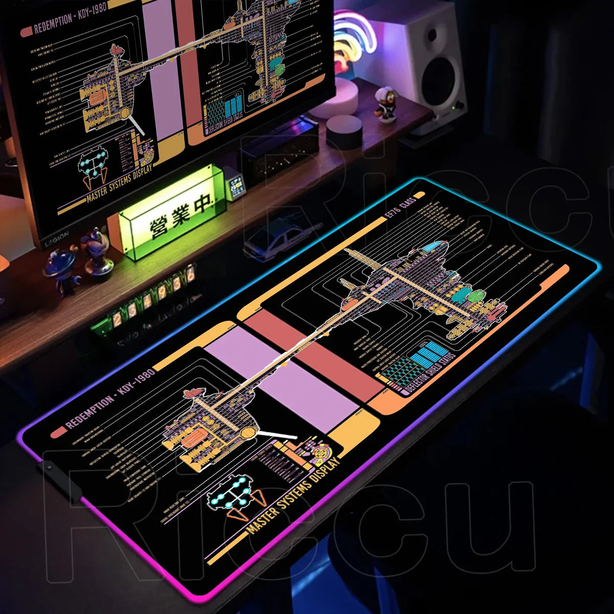 RGB Pc Gamer S-Star Treks Keyboard Expansion Mouse Pad LED Glowing Mat Rubber Backlight Gaming Computer Laptop Home Office Setup