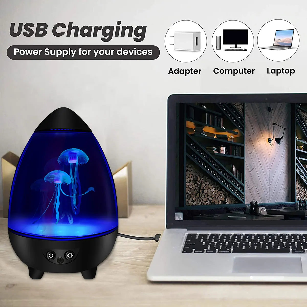 LED Jellyfish Lamp Mute Jellyfish Night Light USB Charging Egg/Cylinder Shape Desktop Aquarium Mood Light Remote RGB Table Decor
