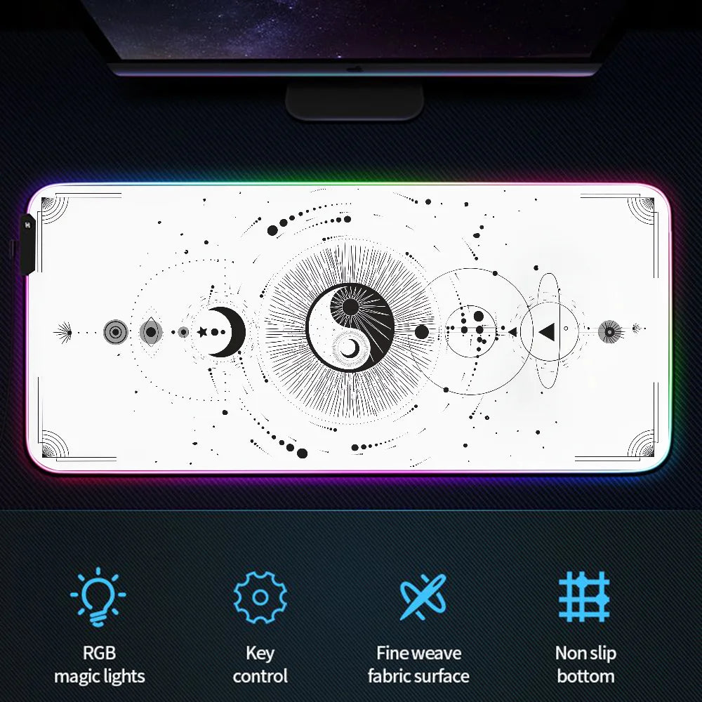Gaming Keyboard Extended Pad White Yinyang Desktops Rgb Mouse Mats Gamer 900x400 Desk Accessories Office Computer Mat Mousepad