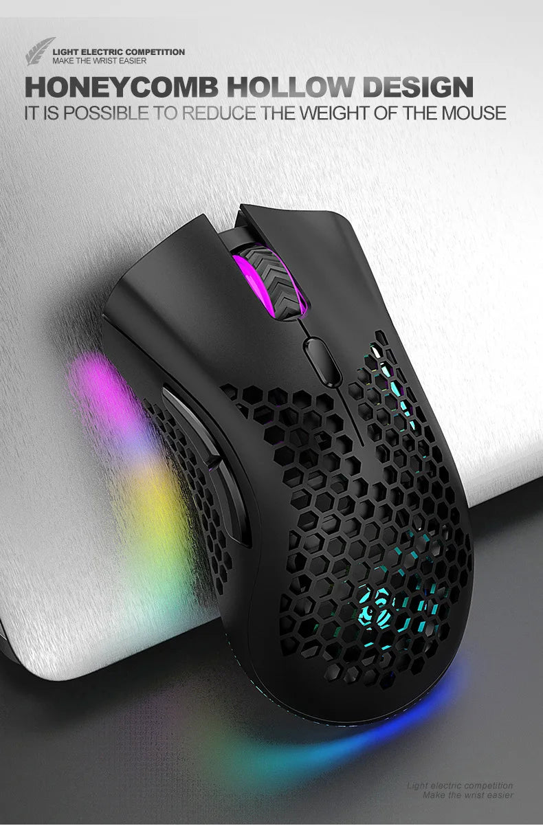 BM600 Rechargeable USB 2.4G Wireless RGB Light Honeycomb Gaming Mouse Desktop PC Computers Notebook Laptop Mice Mause Gamer Cute