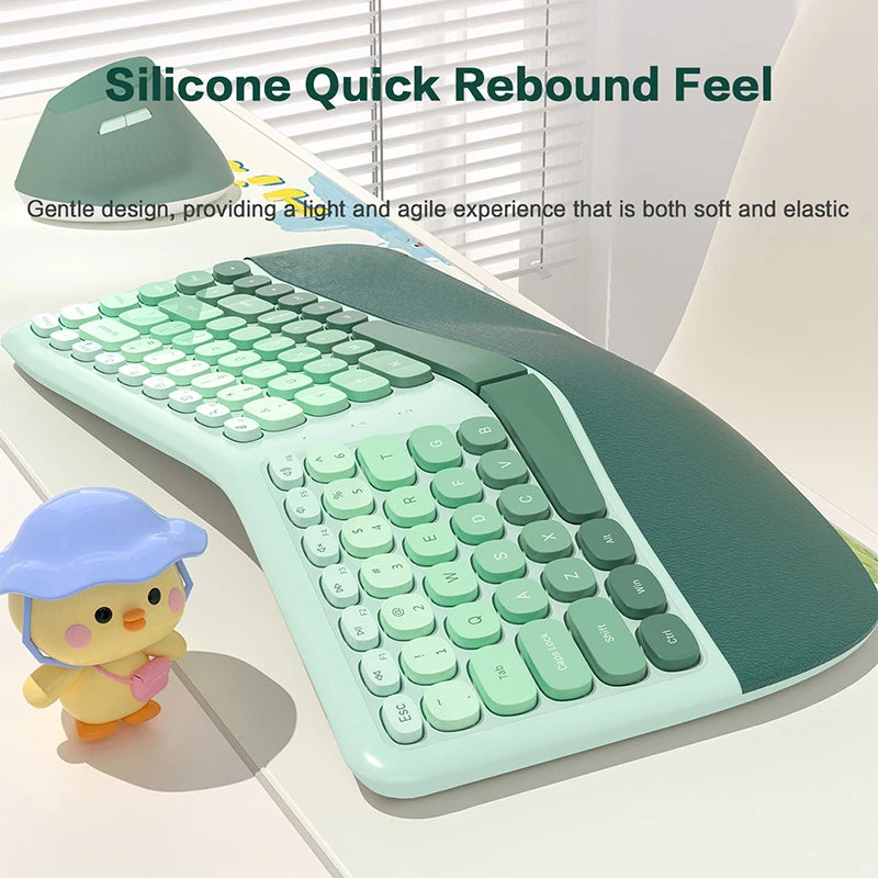 MOFII Ergonomic 2.4G Wireless Split Keyboard mouse Combo with Wrist Rest 1600DPI Wireless Vertical Mouse for PC/Laptop/Desktop