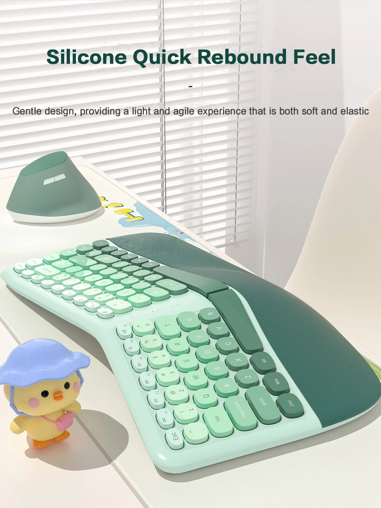 MOFII Ergonomic 2.4G Wireless Split Keyboard mouse Combo with Wrist Rest 1600DPI Wireless Vertical Mouse for PC/Laptop/Desktop