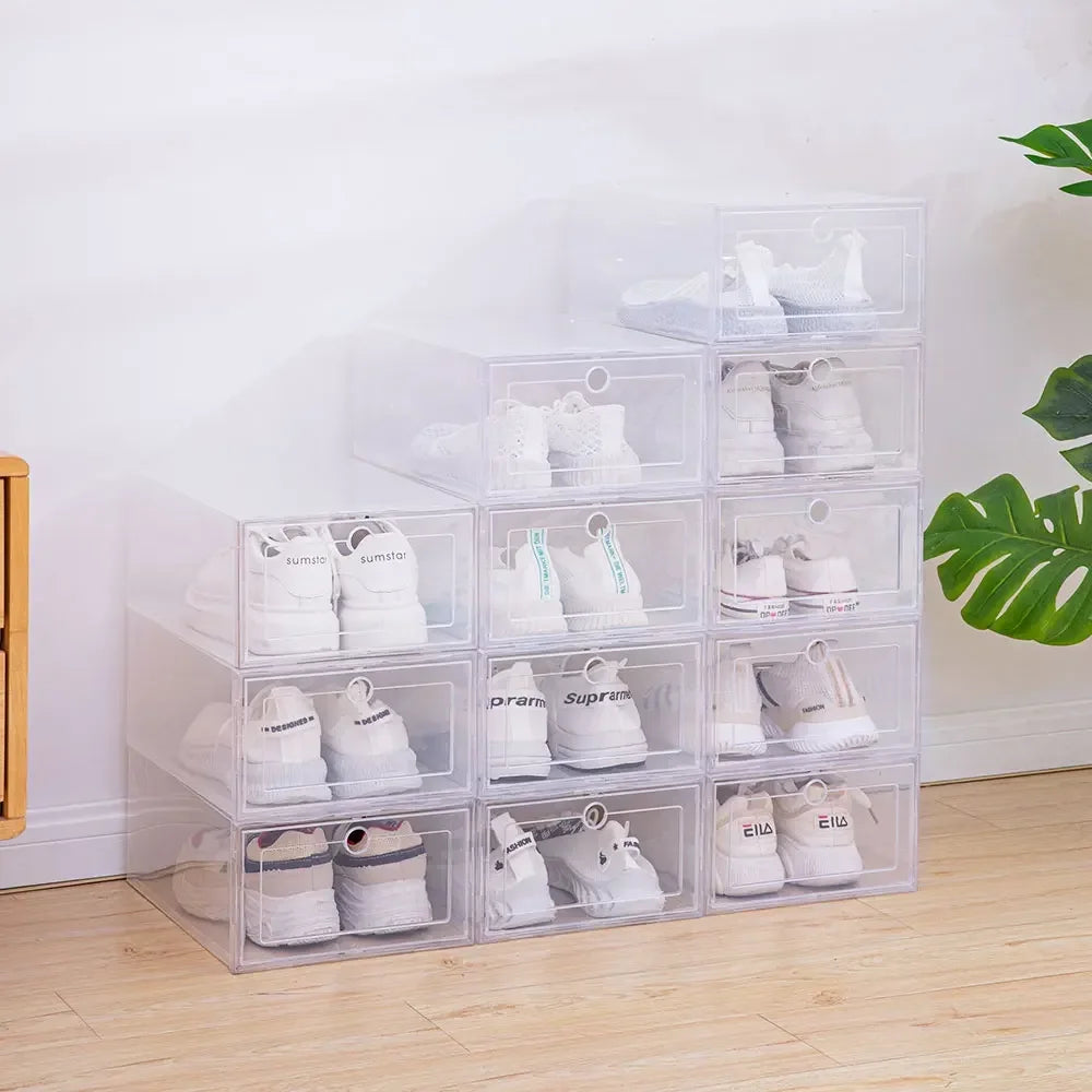 1pc/3pcs/5pcs Shoe box transparent plastic stackable shoe box storage box suitable for shoe cabinet storage