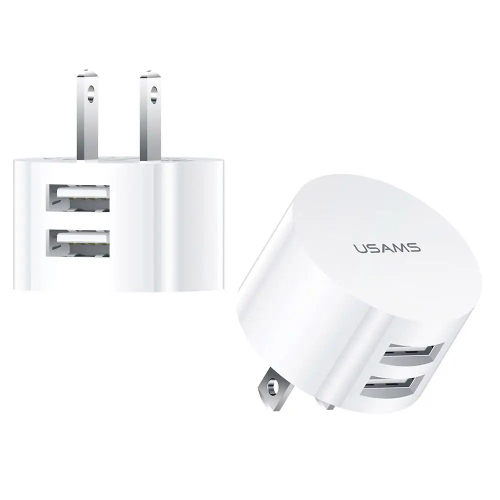 5V 2.1A White Dual USB Charger Quick Charge Wall Charger Mobile Phone Charging Mini Round Adapter Travel Charger