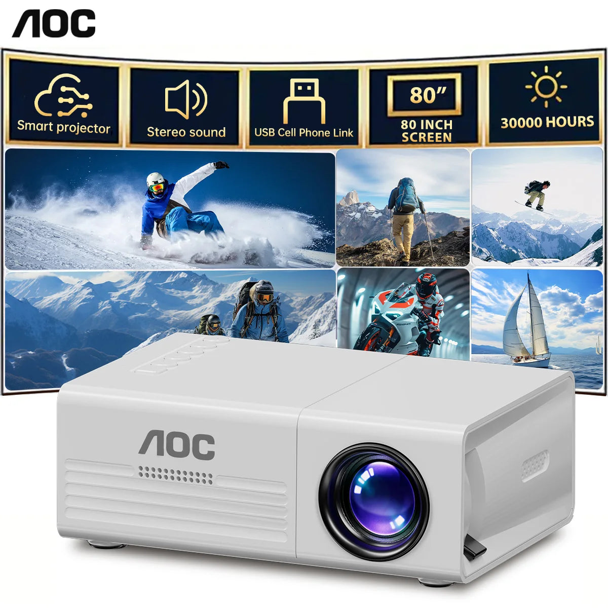 ﻿ AOC Mini Projector TFT LCD 1080P 1920*1080P Wifi Bluetooth Portable Mini Projectors Home Theater Cinema Outdoor proiettore