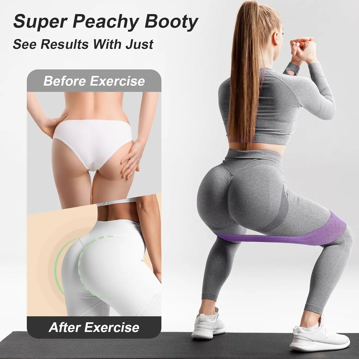 Resistance Bands, Exercise Workout Bands for Women and Men, 3 Set of Stretch Bands for Booty Legs, Pilates Flexbands