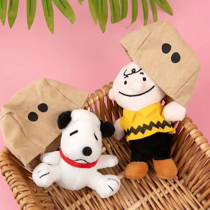 Snoopy Charlie Plush Doll Anime Doll Face Masked Keychain with Hood Plush Doll Pendant Cartoon Cute Children Birthday Toy Gift