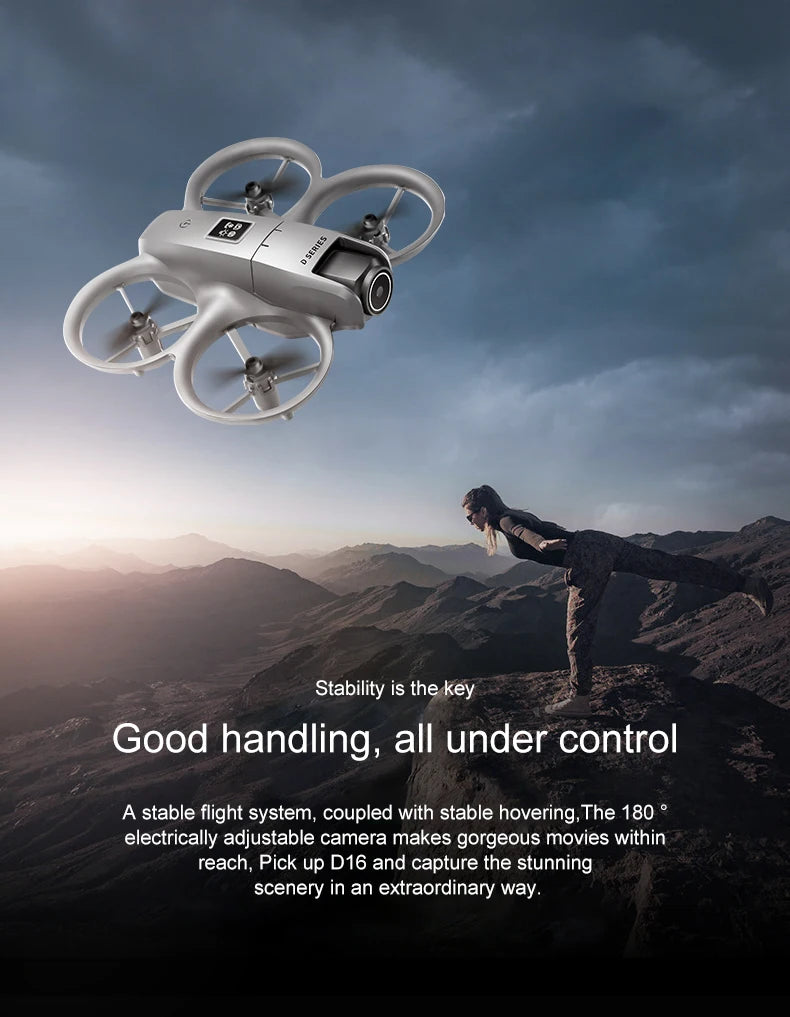 New D16 Mini Drone 8K HD Dual Camera Profesional 180° Electric Adjustable GPS Positioning Obstacle avoidance Bushless UA