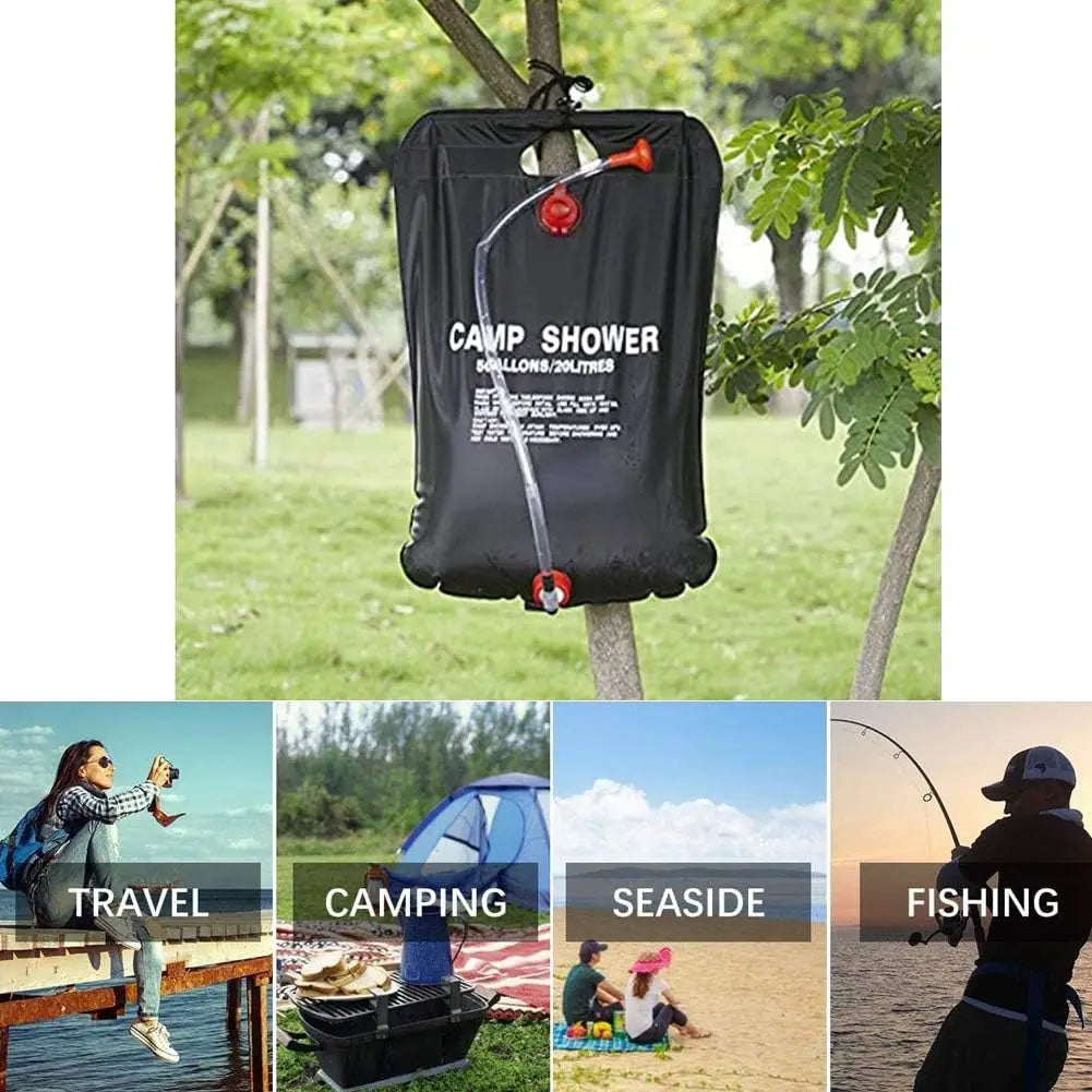 Camping Shower Solar Shower Bag, 20 L Camping Shower Set, Solar Shower Camping, Portable Solar Water Bag, for Hiking/Camping/Poo