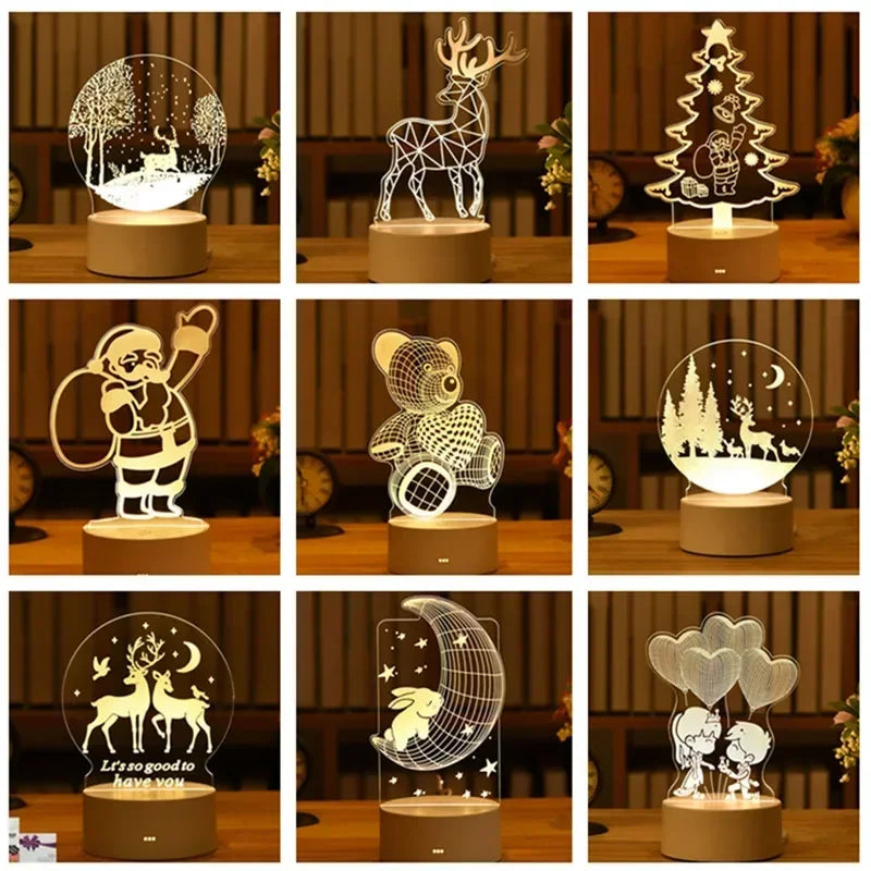 Romantic Love 3D Acrylic Neon Sign Led Lamp for Home Children's Night Lights Table Lamp Birthday Valentine's Day Bedside Lamp