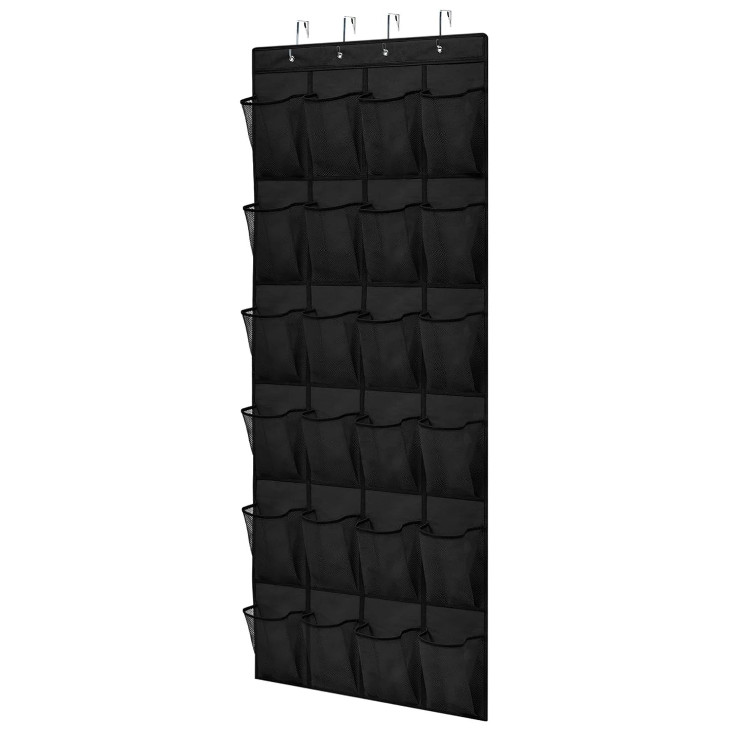 Over-the-door shoe organizer, 24 breathable mesh pockets, space-saving hanging rack for shoes, accessories, etc.