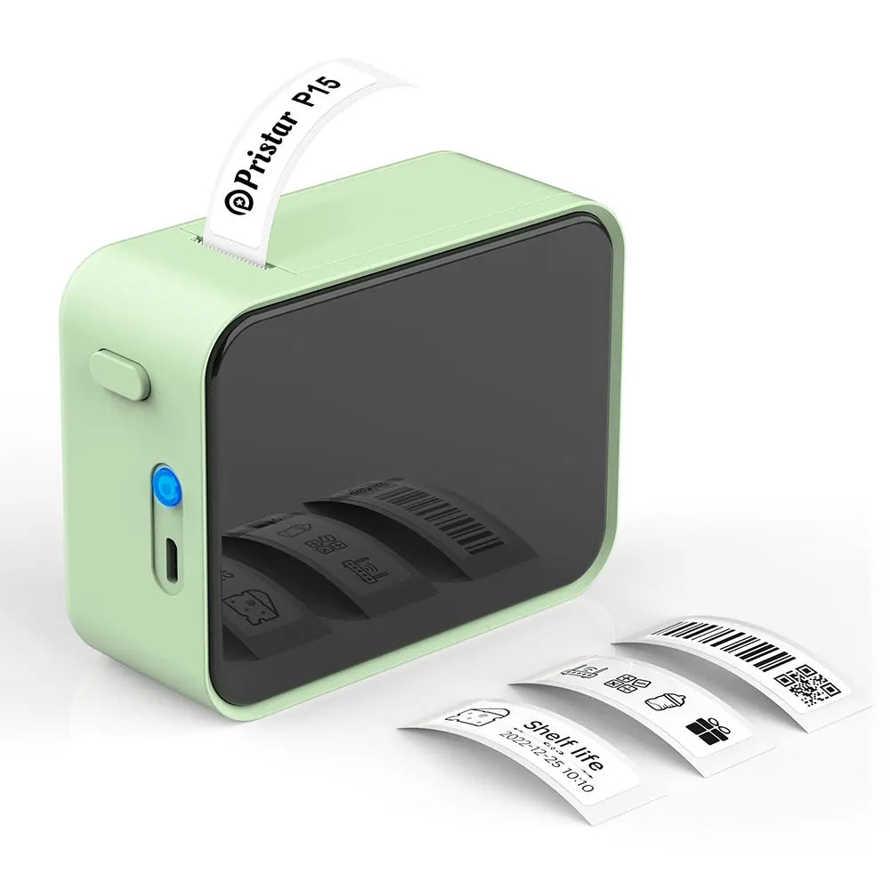 Mini Thermal Printer P15 Label Printer Portable Bluetooth Adhesive Sticker Labeller Inkless Labeling Machine with Thermal Paper