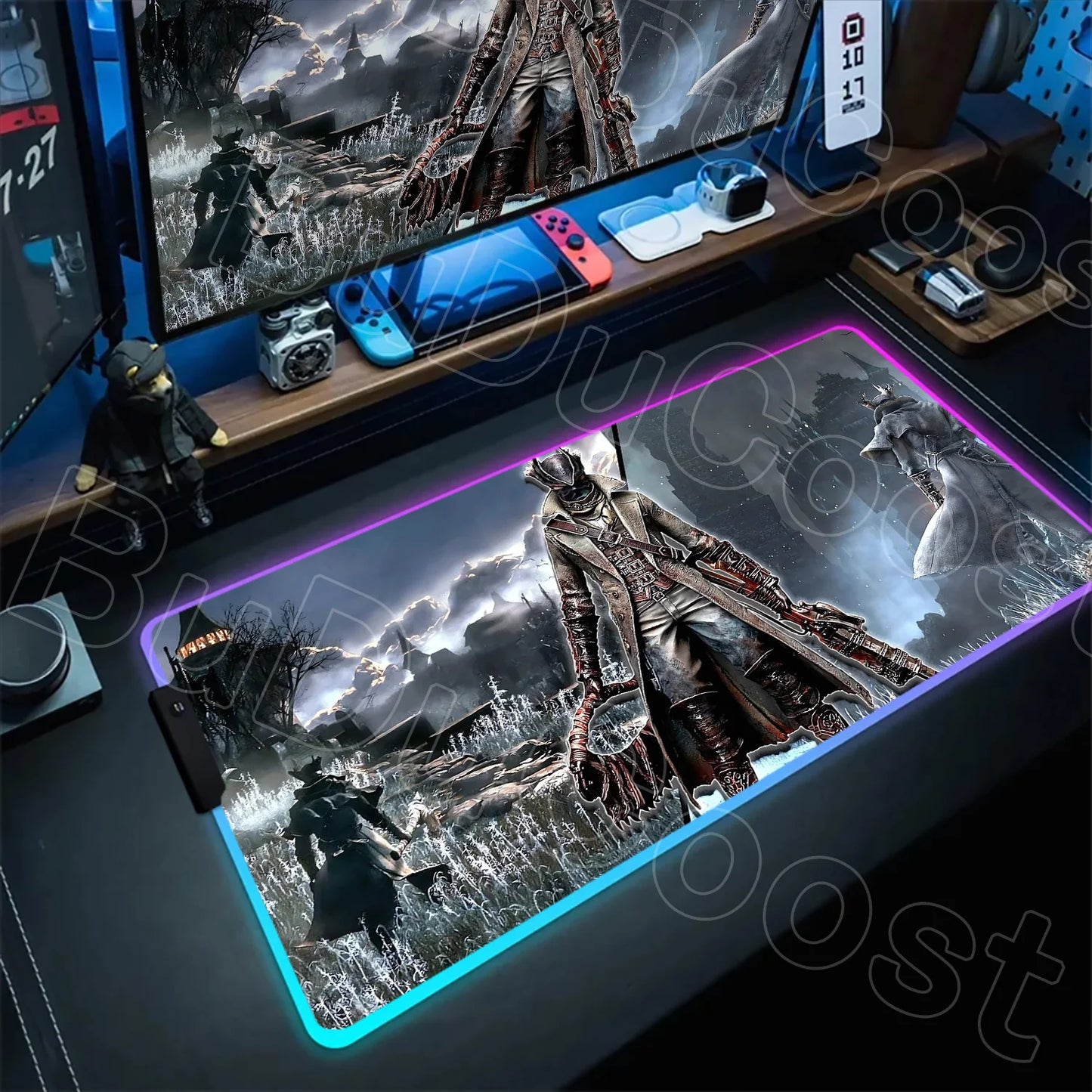 B-Bloodborne Large Gaming RGB Mouse Pad Office Laptop Accessories Non-Slip Rubber Mousepad Anime Cartoon New HD Desk Mats Carpet